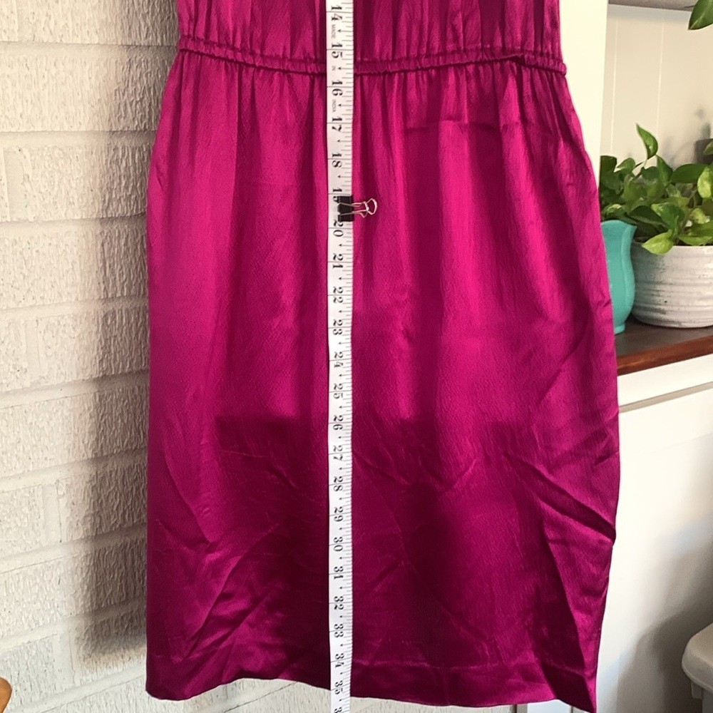 Rebecca Taylor Silk Fuchsia Size 6 Sleeveless Dress Ruffle Detail Pockets EUC - Picture 6 of 14